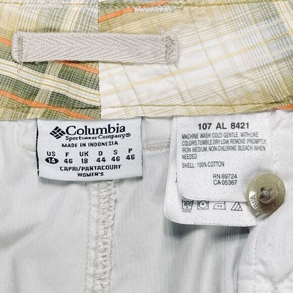 Columbia Cargo Capri Pants Sz 14 Cream Straight Leg Summer Beach Coastal Comfort - Picture 13 of 13